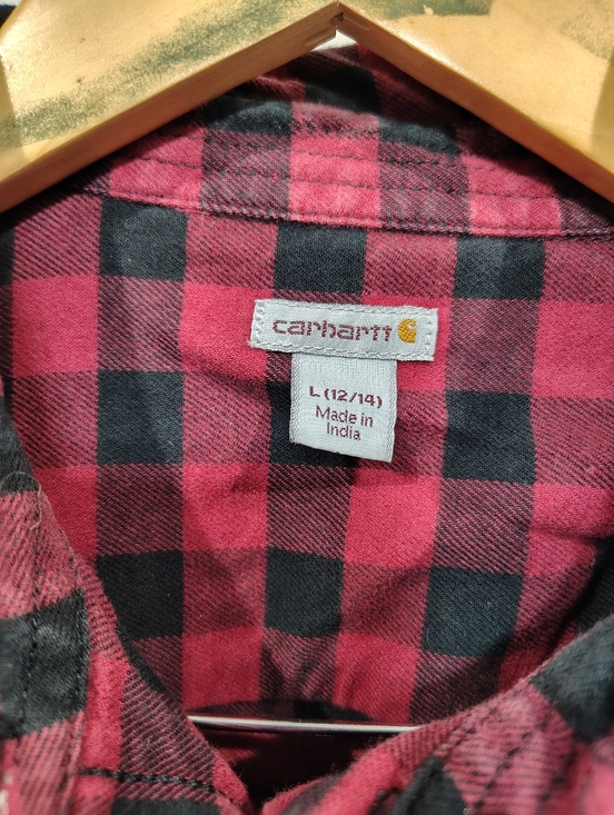 Carhartt Womens Flannel Shirt Large Red Black Plaid Buffalo Check Button Down - Picture 2 of 6